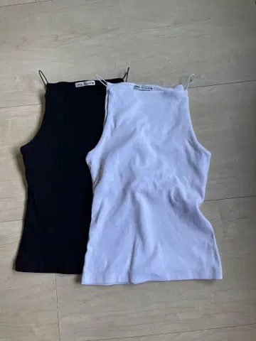 ZARA 자라 홀터넥 상의 블랙 & 화이트