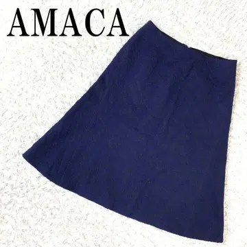 AMACA 아마카 플레어 스커트 꽃무늬 네이비 38 B3884