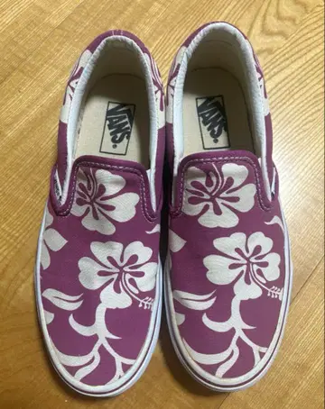 반스 VANS SLIP ON 알로하 패턴 하이비스커스 24.5 핑크