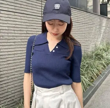SNIDEL 스키퍼 니트 풀오버 네이비