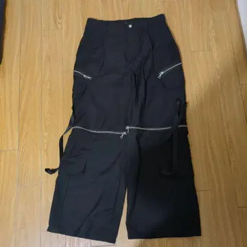 HARE 2WAY ZIP 카고 팬츠 블랙 와이드 지퍼