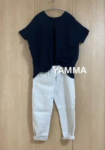 새상품급 YAMMA V넥 셔츠 반팔 다크 네이비