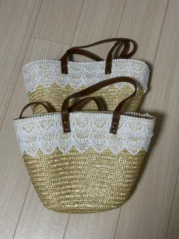 레이스 백 스트로우 소재 안주머니 부착