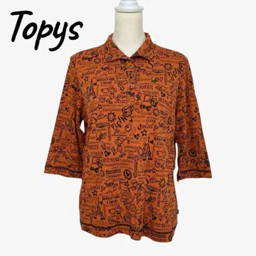 새상품급 Topys 토피즈 상의 올 패턴 셔츠 7부 소매 여성용 일본제