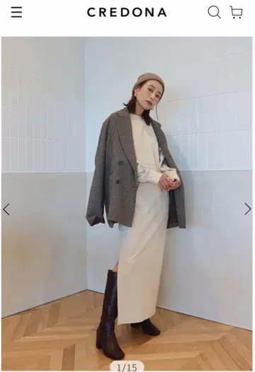 새상품급 Credona 패널 볼륨 슬리브 OP 에크루 원피스 F