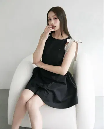 andmary Jozy 리본 플레어 미니 드레스