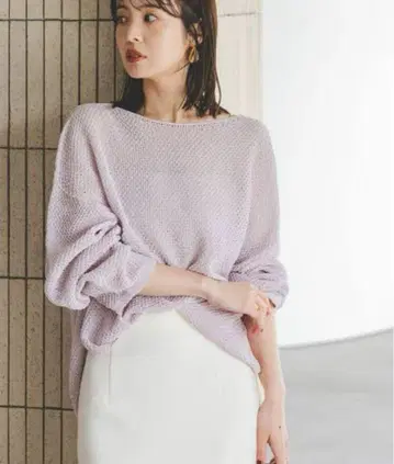 NOBLE 페이퍼 얀 카노코 BACK V 풀오버 핑크