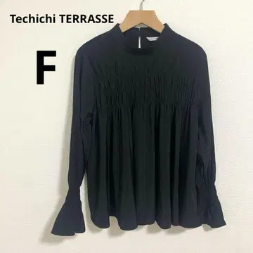 테치치 테라스 셔링 개더 블라우스 블랙 F