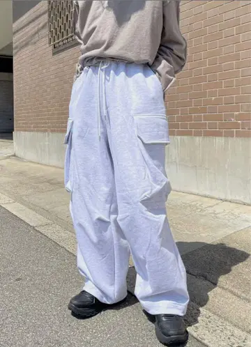 치카시츠플러스 oversized sweat cargo pants 그레이