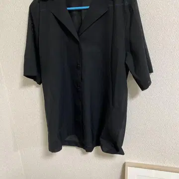 블랙 반팔 버튼 셔츠