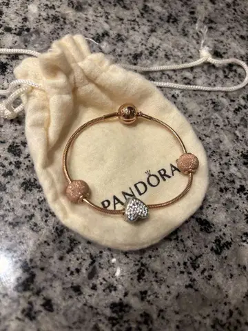 당일 발송 Pandora 핑크 골드 팔찌 참 포함