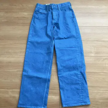 파란색 와이드 레그 데님 팬츠 moussy 와이드 팬츠 미사용 새상품