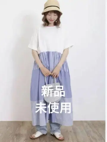 사만사 모스모스 [접촉 냉감] 패치워크 도킹 원피스 새상품