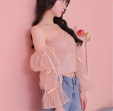 엠에메 Candy sleeve tulle tops 엠미에메