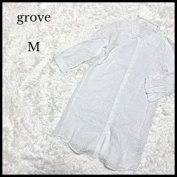 새상품급 [ grove ] 그로브 코튼 레이스 절개 튜닉 M 화이트