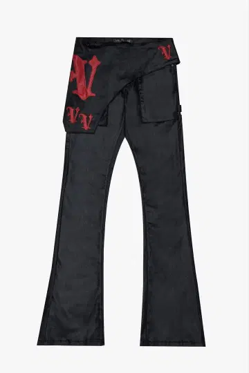 VALABASAS BLACK STACKED FLARE JEAN 28
