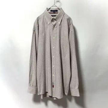 Tommy Hilfiger 타미힐피거 체크 셔츠 긴팔 로고 L