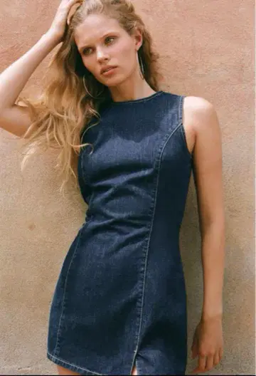 새상품 ZARA TRF 핏 데님 원피스 M