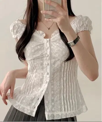 화이트 프릴 상의