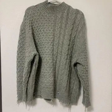 ZARA 그레이 케이블 짜임 긴팔 니트 스웨터
