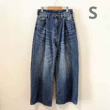 JEANASIS 컬러 턱 데님 와이드 팬츠 S