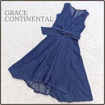GRACE CONTINENTAL 데님 카슈쿨 원피스 플레어 롱 S