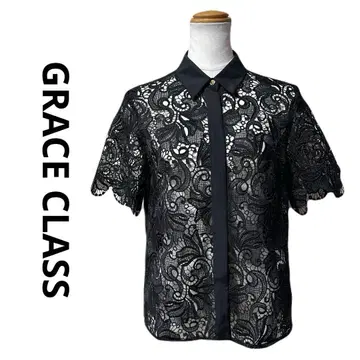 새상품급 GRACE CLASS 그레이스 클래스 레이스 블라우스 블랙 S