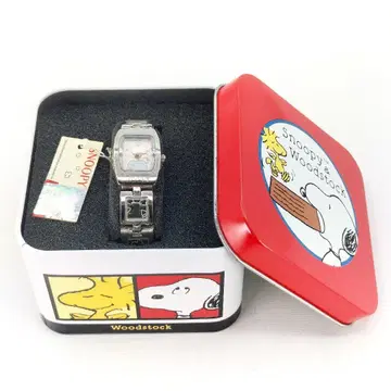 미사용 스누피 캔 시스루 워치 손목시계 여성용 실버