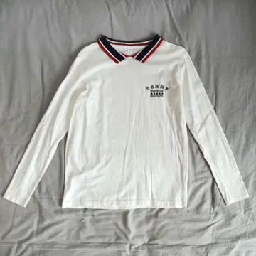TOMMY V넥 긴팔 티셔츠 M 화이트