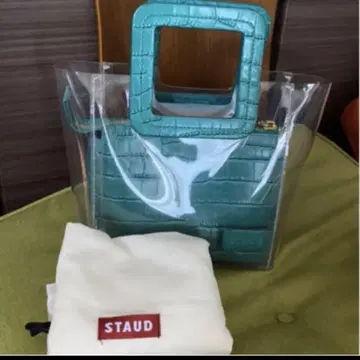 STAUD 터콰이즈 클리어 핸드백