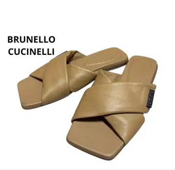 BRUNELLO CUCINELLI 가죽 플랫 샌들