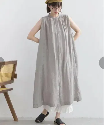 lupilien 루피리앙 시어 체크 슬리브리스 원피스 인도 면