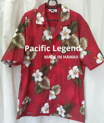 PACIFIC LEGEND 알로하 셔츠 레드 꽃무늬