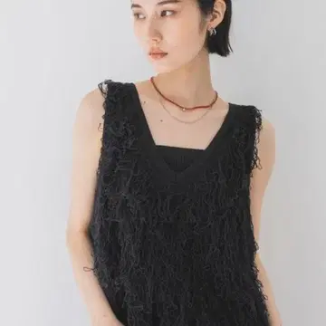 JEANASIS 루프 프린지 베스트 NS 블랙 FREE