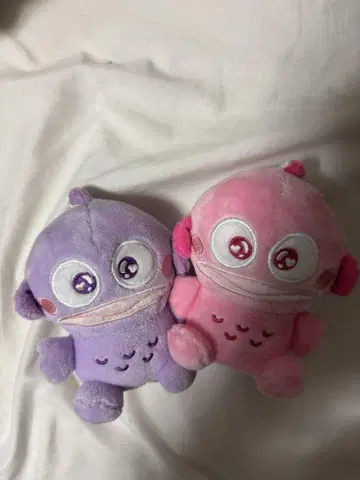 한교동 보라색과 핑크 봉제 인형 세트
