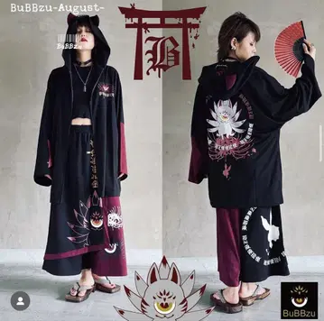 BuBBzu 구미호 기모노 롱 후드티