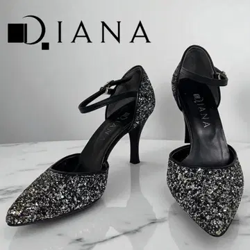 새상품급 DIANA 펌프스 글리터 라메 블랙 브라이덜 신발
