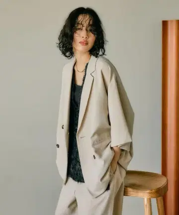 [ 린넨 라이크 드라이 시리즈 ] 루즈 W 5분 소매 자켓