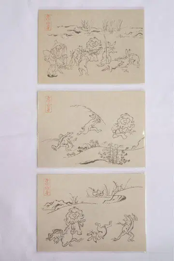 먄먀크 와시 그림 엽서/조수 인물 희화 A, B, C 3매 세트
