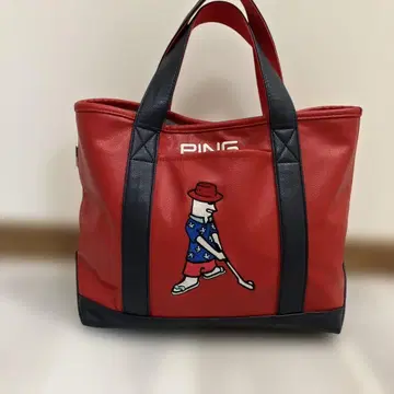 PING 빨간색 토트백 골프 캐릭터 자수