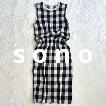 sono 블랙 체크 원피스 슬리브리스 사이즈 1