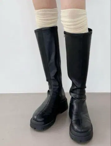 헤더 통굽 롱부츠 통굽 부츠