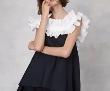 시뉴 cygne 프릴 A라인 상의 Ginette 블랙