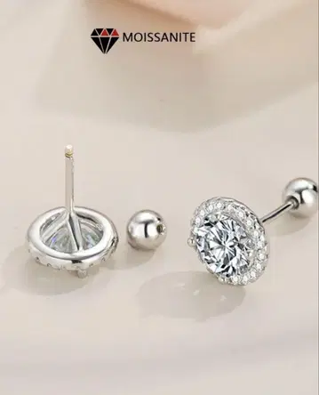 [새상품] 모이사나이트 MOISSANITE 라운드 컷 귀걸이 (양쪽 귀)