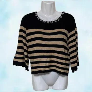 tocco closet 토코 클로젯 티셔츠 베이지 x 블랙 M