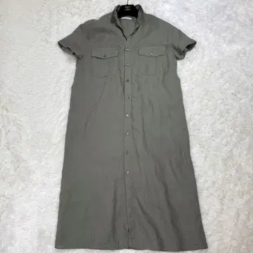 갤러리 바이 린넨 포플린 사파리 셔츠 원피스 카키 체형 커버