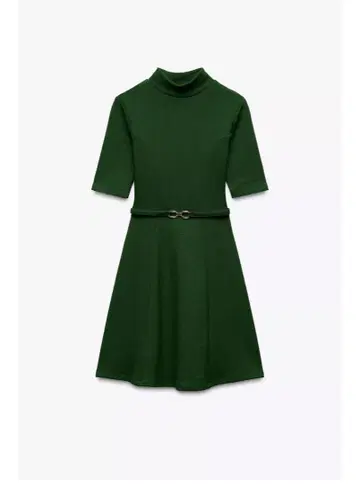 ZARA 벨트 스케이터 원피스 스트레치 니트 그린 S