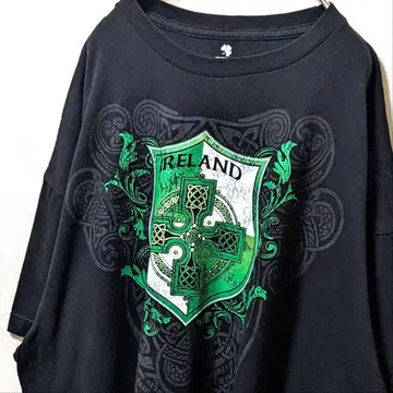 아일랜드 빅 로고 T셔츠 블랙 2XL 구제 의류