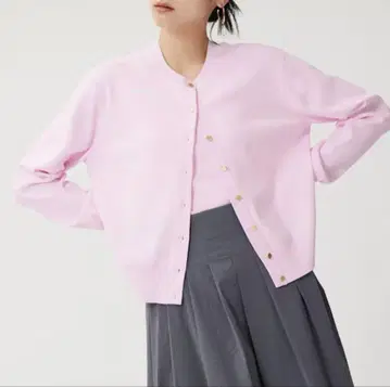플라스테 UV 컷 레이온 블렌드 메탈 버튼 가디건 M 사이즈 핑크
