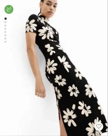 Desigual 데시구알 아티 꽃무늬 슬림 미디 반팔 원피스 L